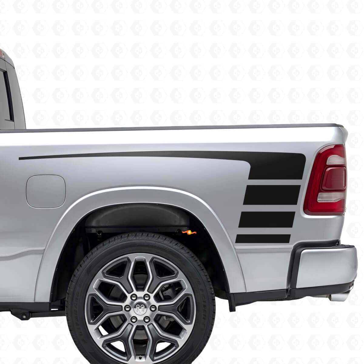 Kit de Vinilo de Calcomanías de Raya Estilo Estroboscópico para Capó y Laterales de Caja para Dodge Ram 1500