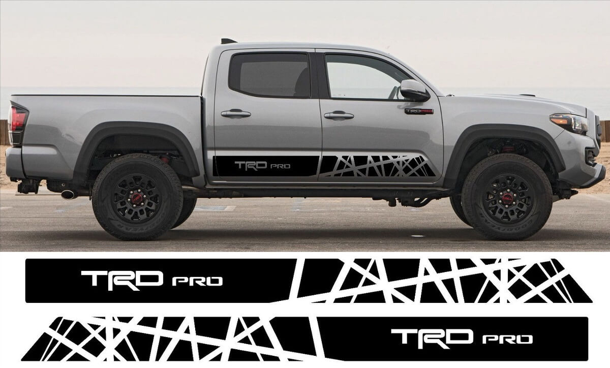 2X Toyota Tacoma 2016 Trd Pro faldón lateral Calcomanías de vinilo gráficos pegatina de rally