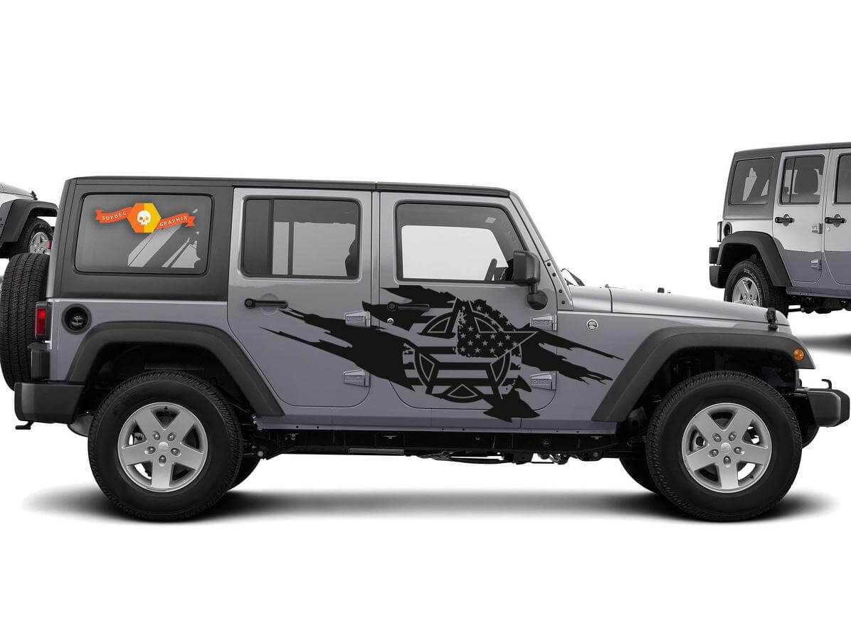 Kit de pegatinas de vinilo con bandera de Estados Unidos Army Star para Jeep Wrangler 2007-2016