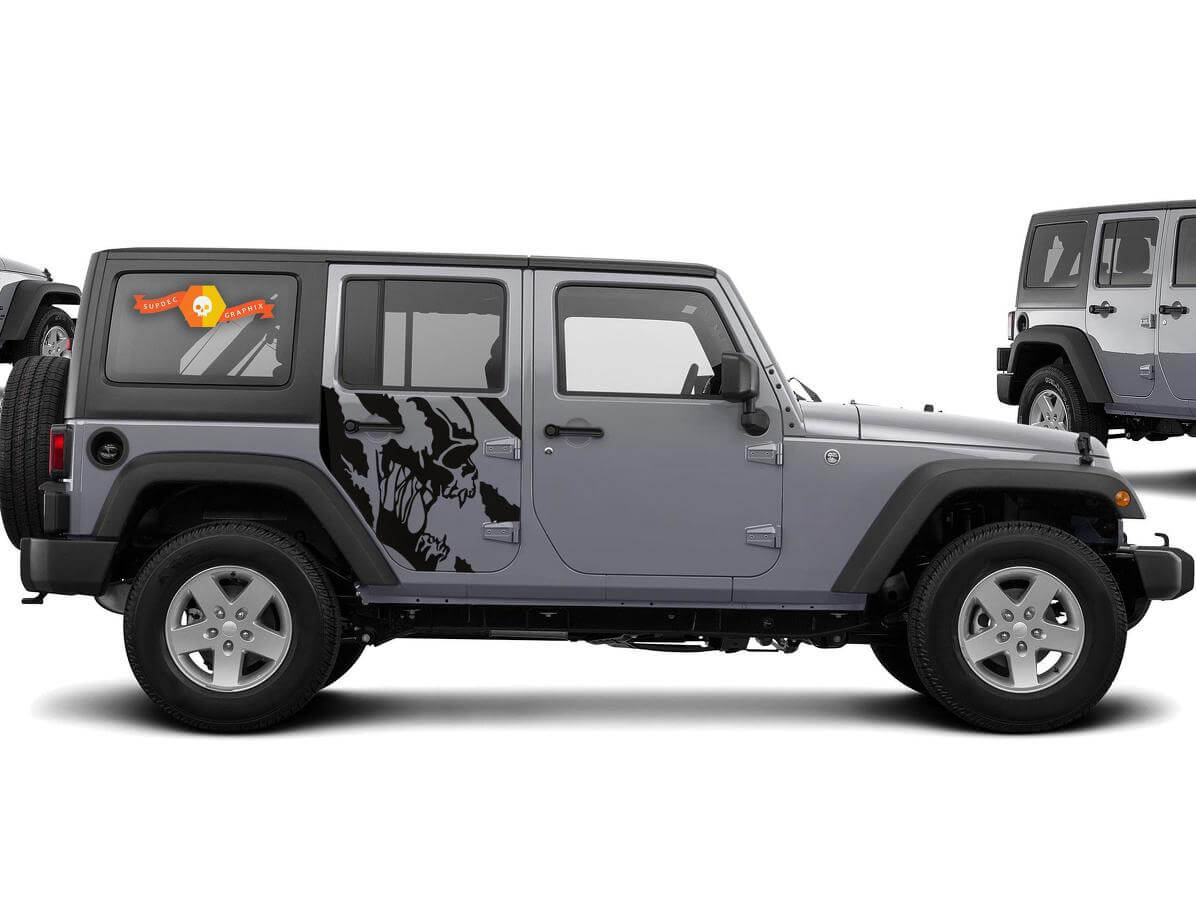 Kit de Vinilo Lateral Calavera Gritando para Jeep Wrangler 4 Puertas 2007-2016