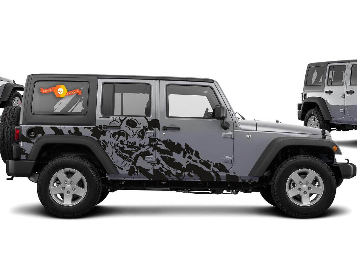 Kit de vinilos laterales Calavera Pesadilla para Jeep Wrangler 4 puertas 2007-2016