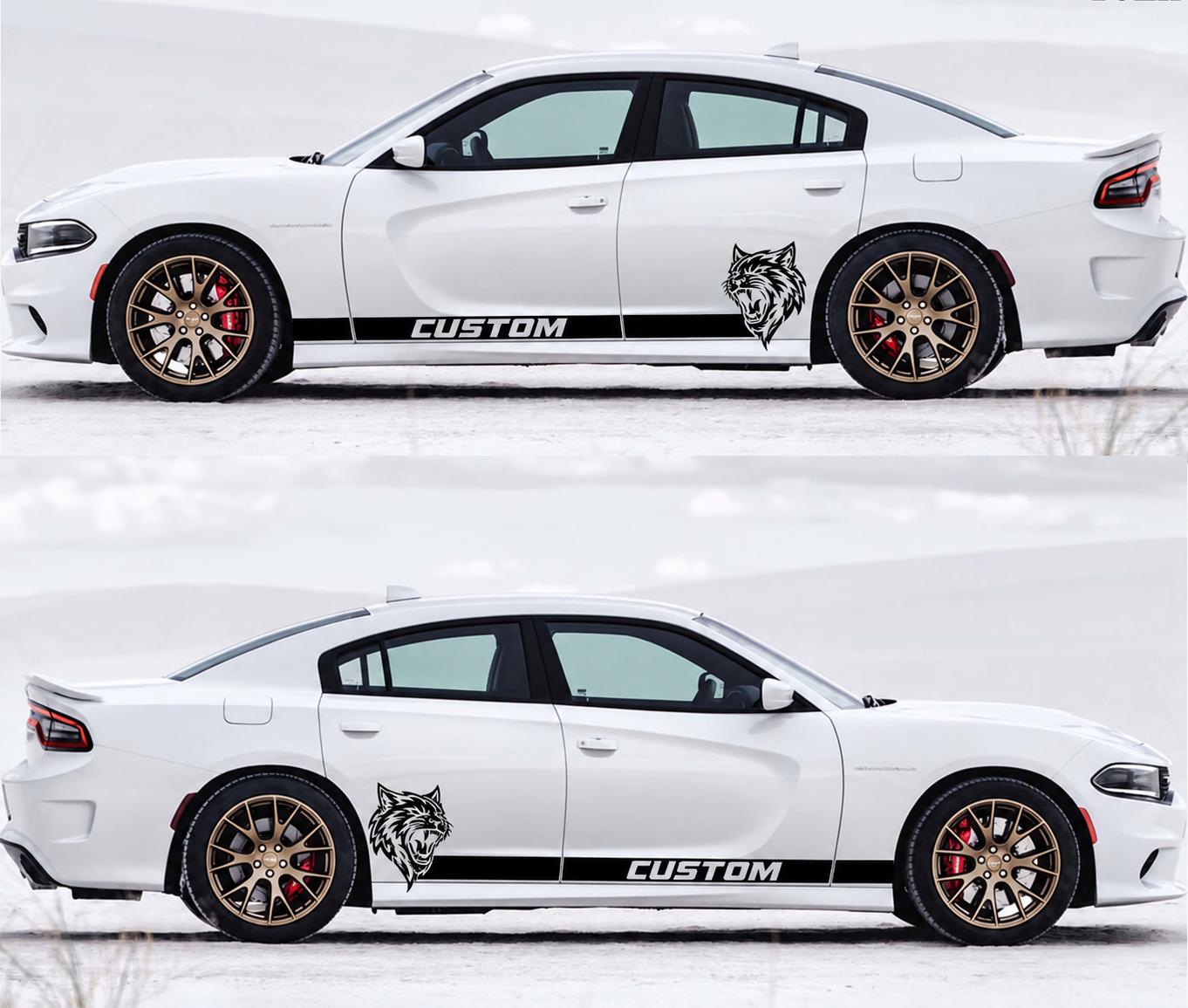 Pegatina de vinilo lateral con rayas personalizadas y logo Wildcat para Dodge Charger Hellcat 2011-2017