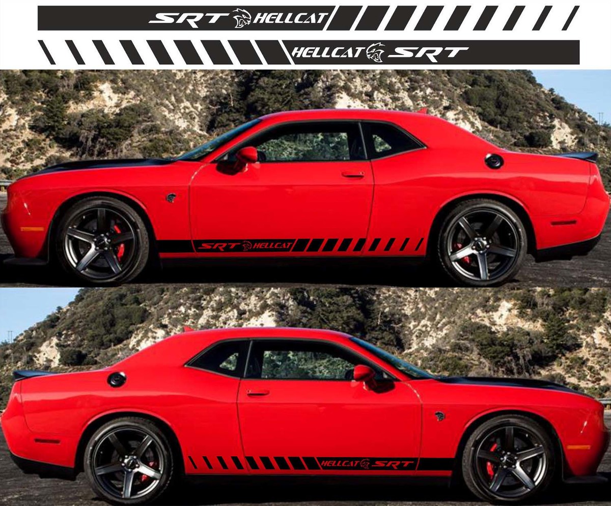 2X DODGE CHALLENGER Hellcat Side Vinyl Decals gráficos rally sticker 2009 - 2018