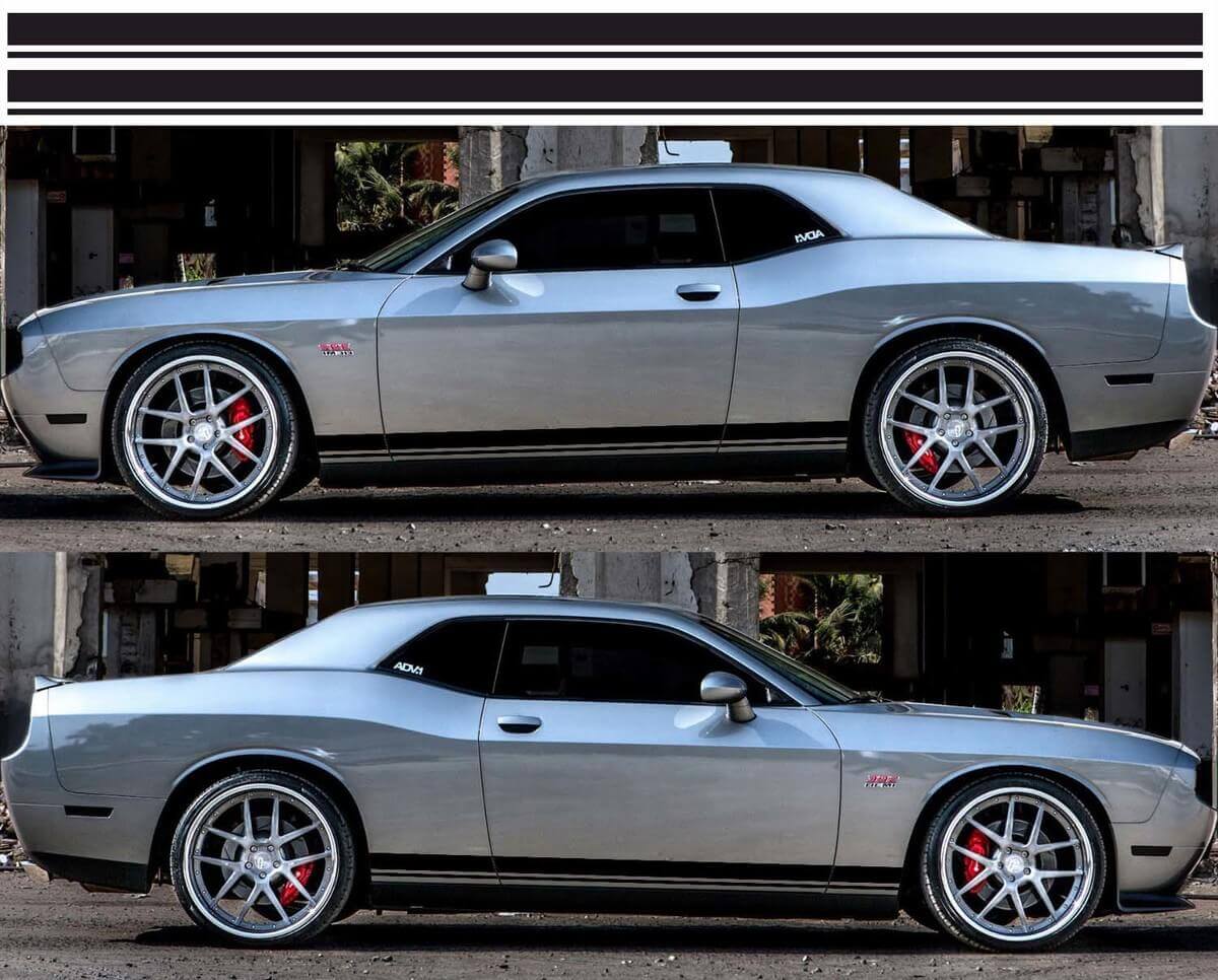 Kit de Vinilo con Franjas Laterales Estilo Rally para Dodge Challenger 2009-2018