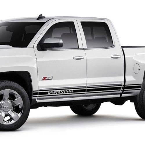 Chevrolet Silverado mk3 pegatinas con gráficos de rayas laterales, pegatina para panel de puerta, pegatina de vinilo negro
