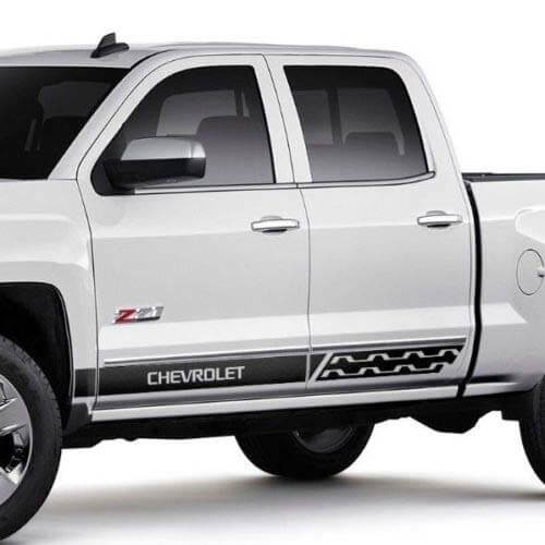 Chevrolet Silverado mk3 pegatinas con gráficos de rayas laterales, pegatina para panel de puerta, pegatina de vinilo negro
