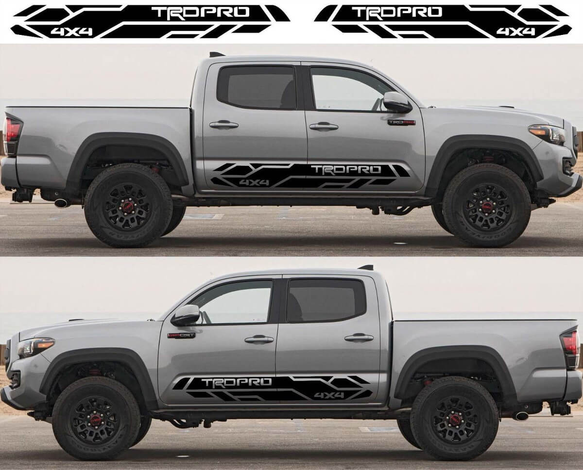 2X Toyota Tacoma 2016- 2020 Trd Pro faldón lateral Calcomanías de vinilo gráficos kit de pegatinas de rally