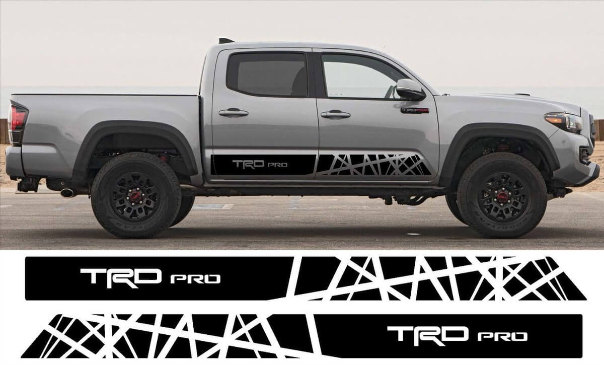 2x Toyota Tacoma 2016 Trd Pro faldón lateral Calcomanías de vinilo gráficos kit de pegatinas de rally