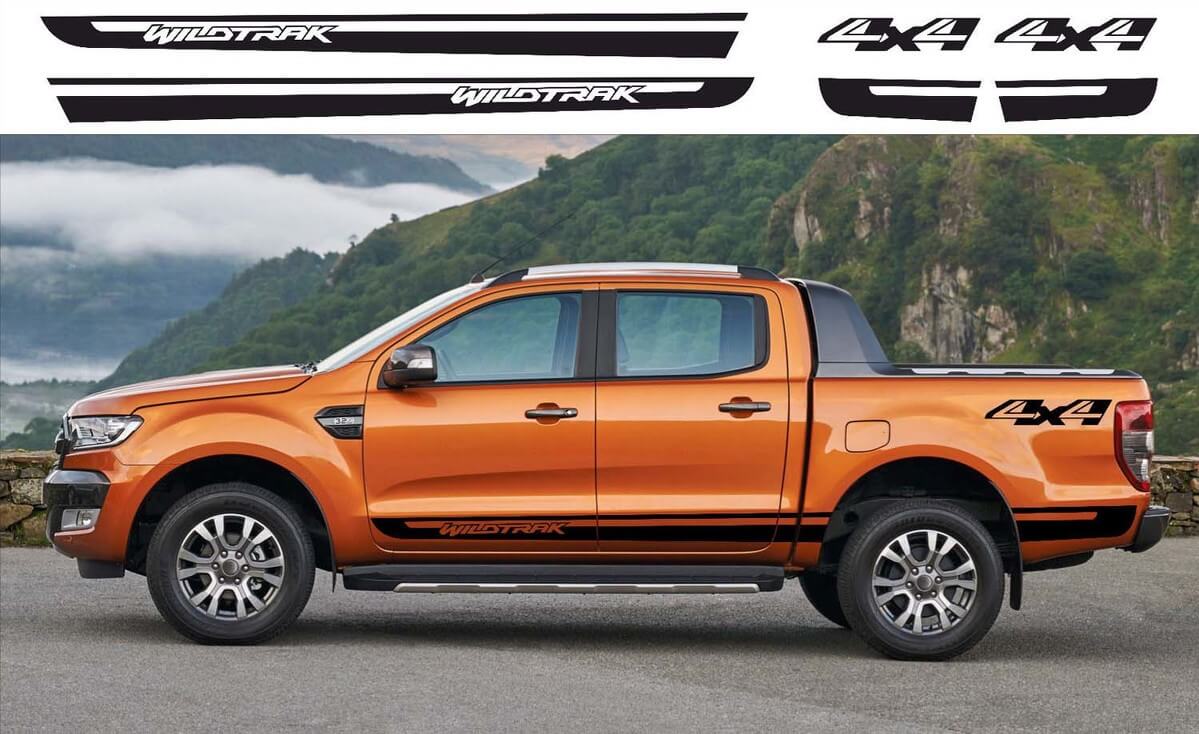 Musclecar Ranger Wildtrak 4x4 side Vinyl Decals gráficos kit de pegatinas de rally
