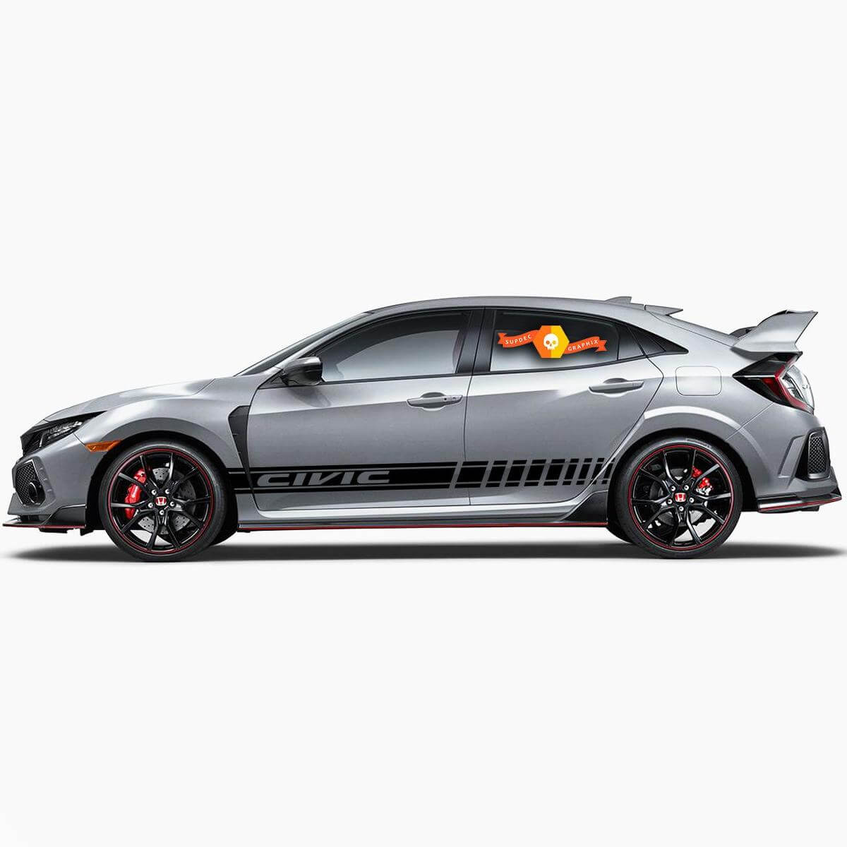2X tira de gráficos de varios colores, pegatina de vinilo de carreras de coches para Honda Civic