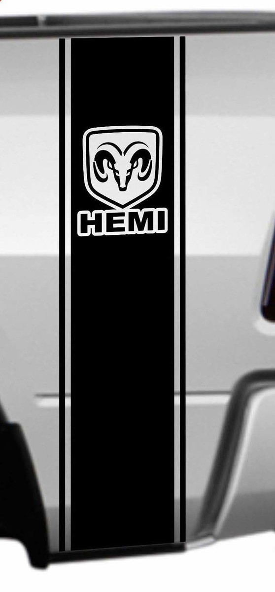 Dodge Ram 1500 2500 3500 Pegatinas para camioneta con cama trasera Calcomanías Rayas RAM HEMI LOGO Kit.
