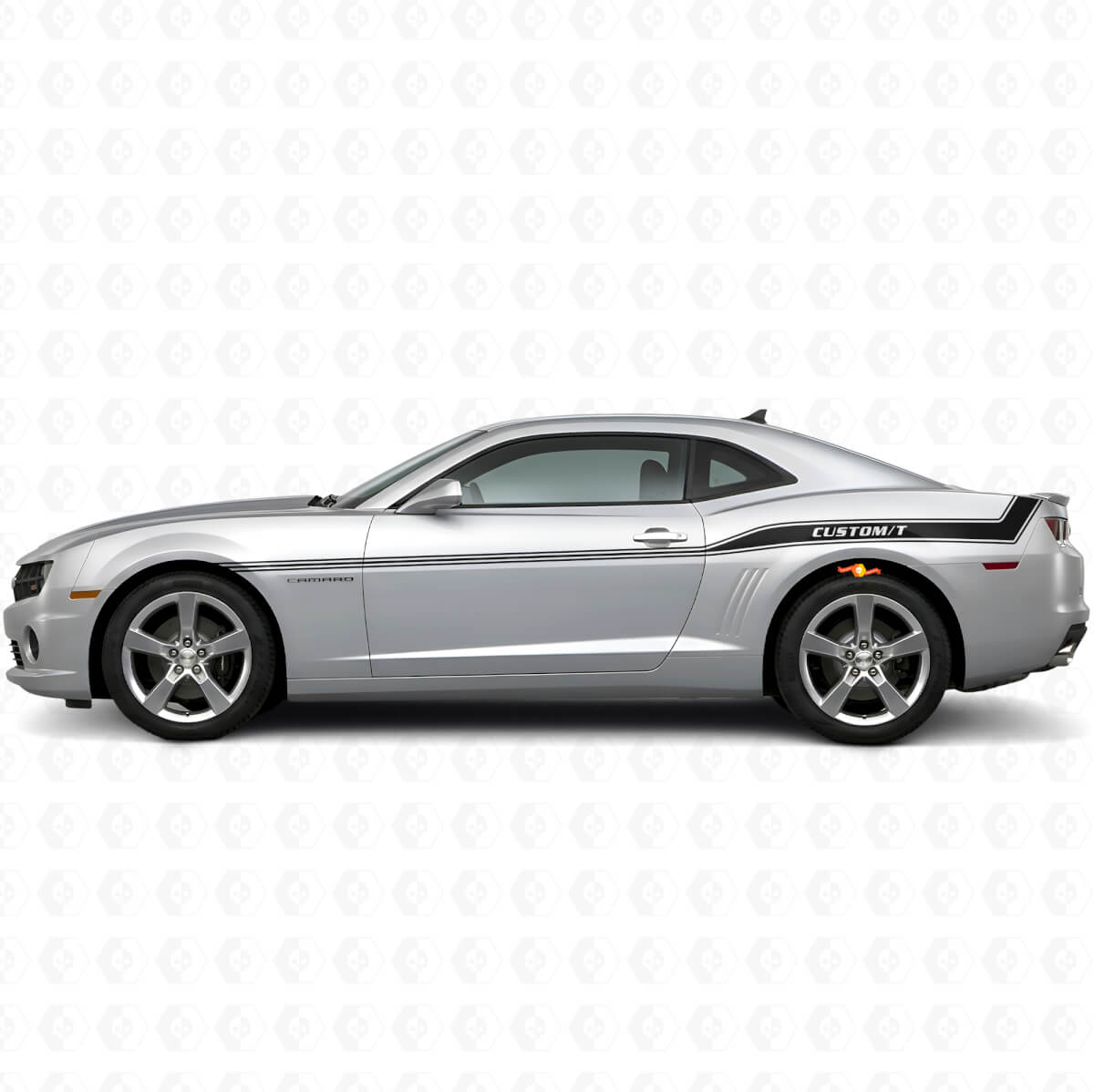 Kit de adhesivos de vinilo con franjas laterales de contorno curvado personalizado para Chevrolet Camaro 2010-15