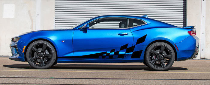 2016 y posteriores Camaro Side Accent Checker Flag Stripe Kit Calcomanías de vinilo pegatinas
