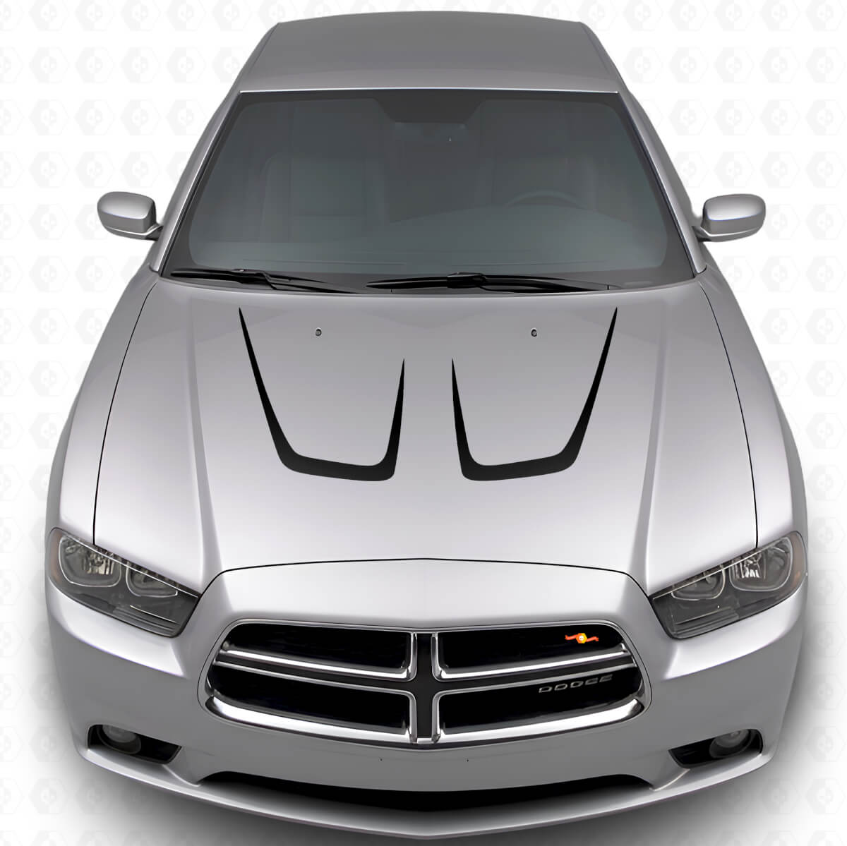 Juego de vinilos adhesivos con doble franja curvada para capó para Dodge Charger 2011-2014