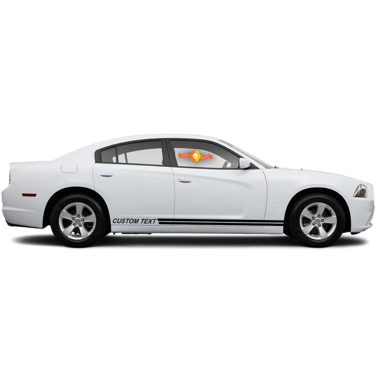 Texto personalizado con vinilo adhesivo lateral de doble raya para Dodge Charger 2011-2014