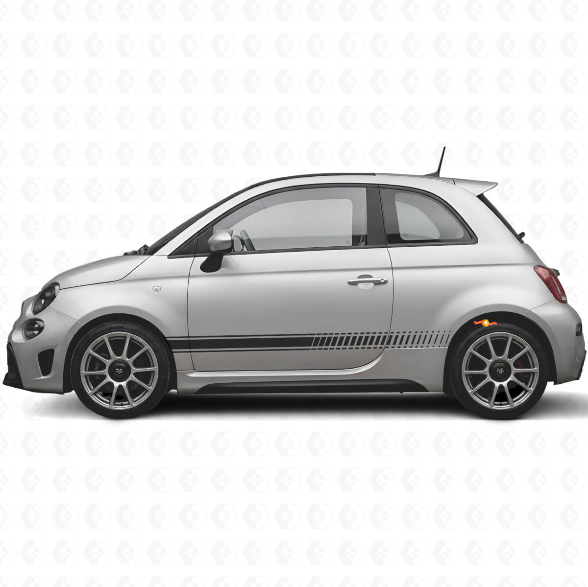 Kit de Pegatinas de Vinilo con Rayas Laterales de Carreras de Cuadros para Fiat 500 Abarth 2007+