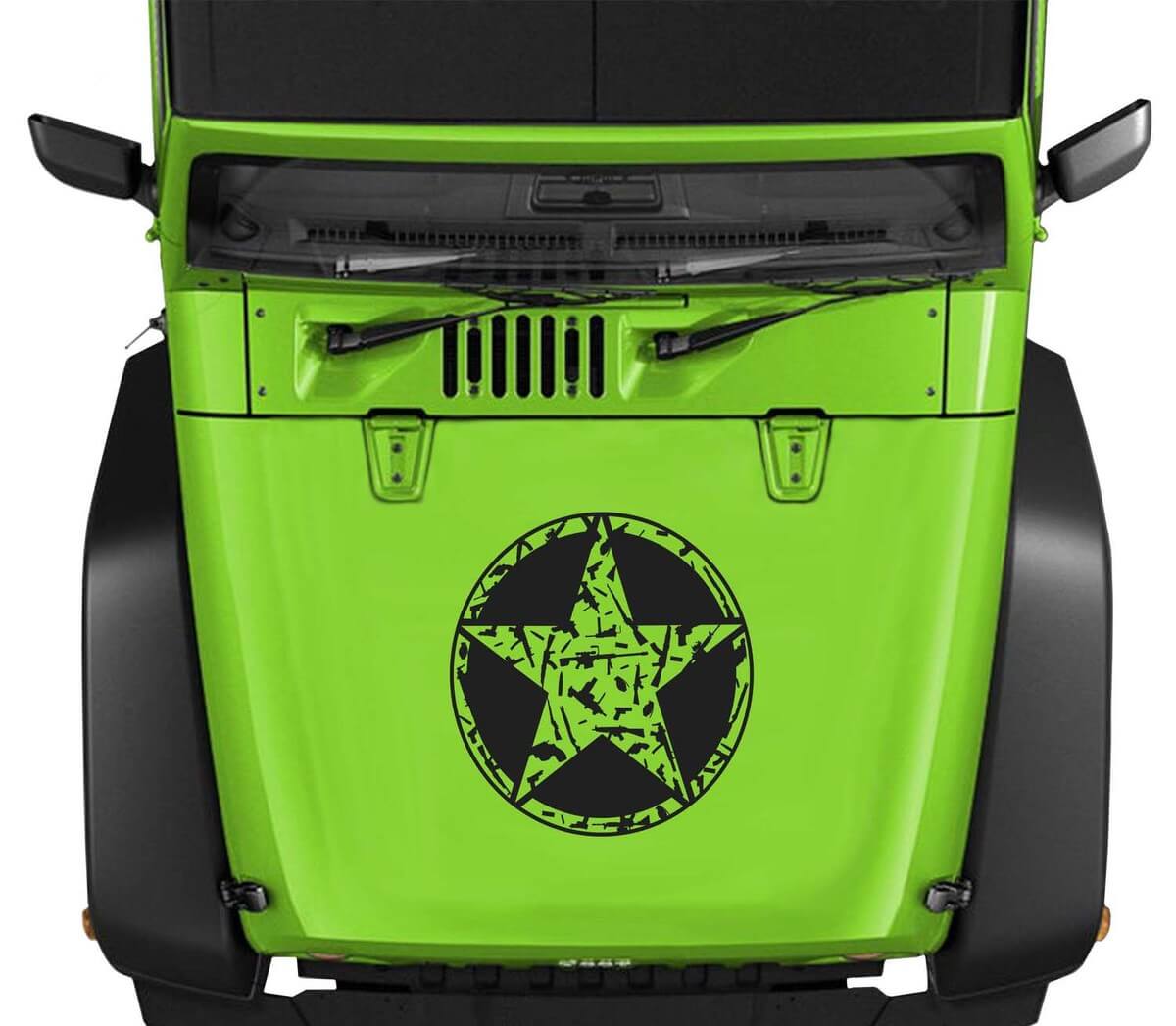 Calcomanía de vinilo en capó Oscar Mike M4 AK Bullet Star para Jeep Wrangler