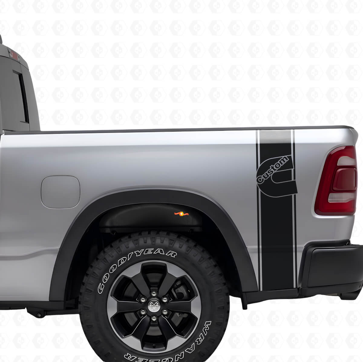 Kit de pegatinas de vinilo personalizadas de estilo C para las franjas laterales traseras de camiones Dodge