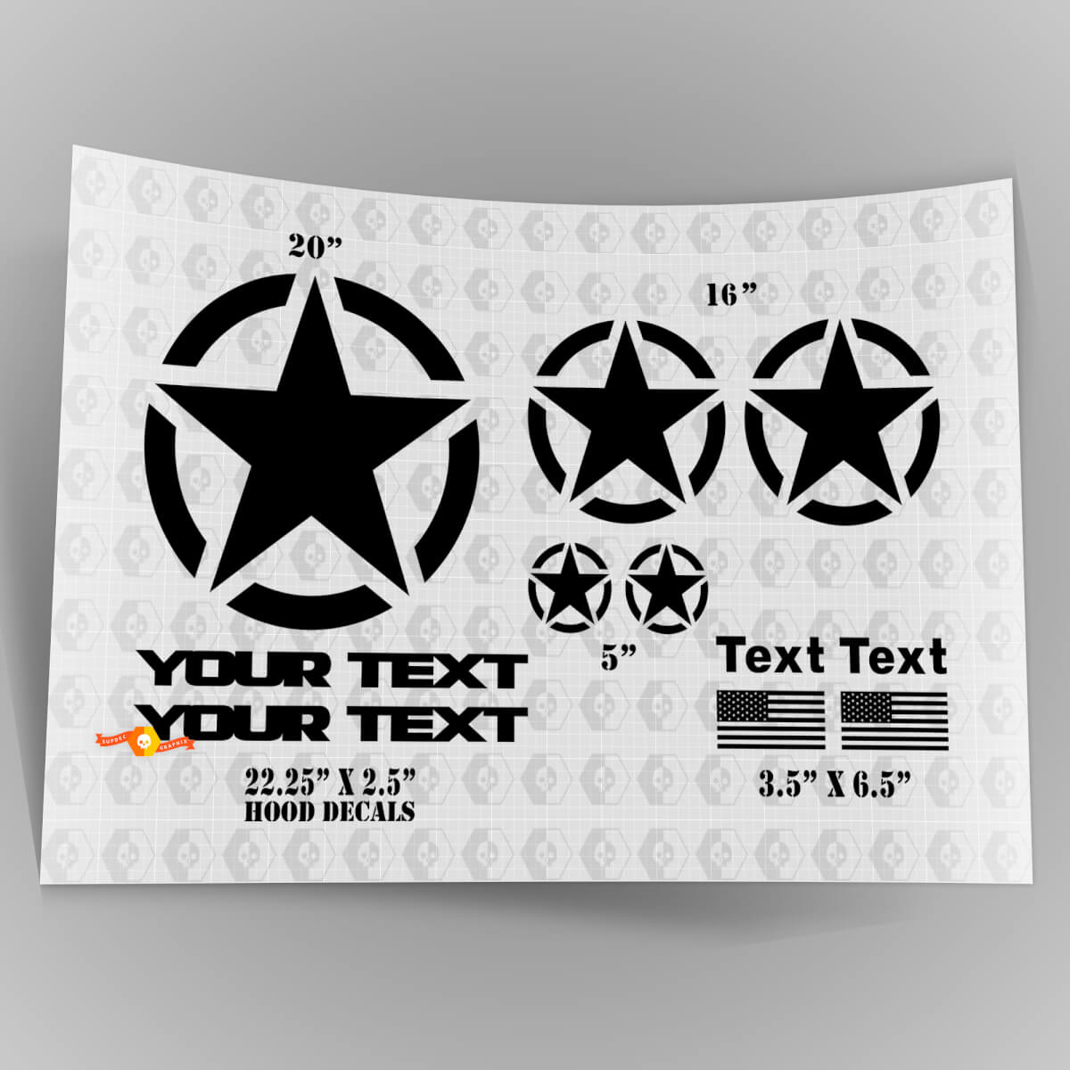 Kit de Calcomanías Estilo Militar Oscar Mike OM con Calcomanías para Capó para Jeep Wrangler