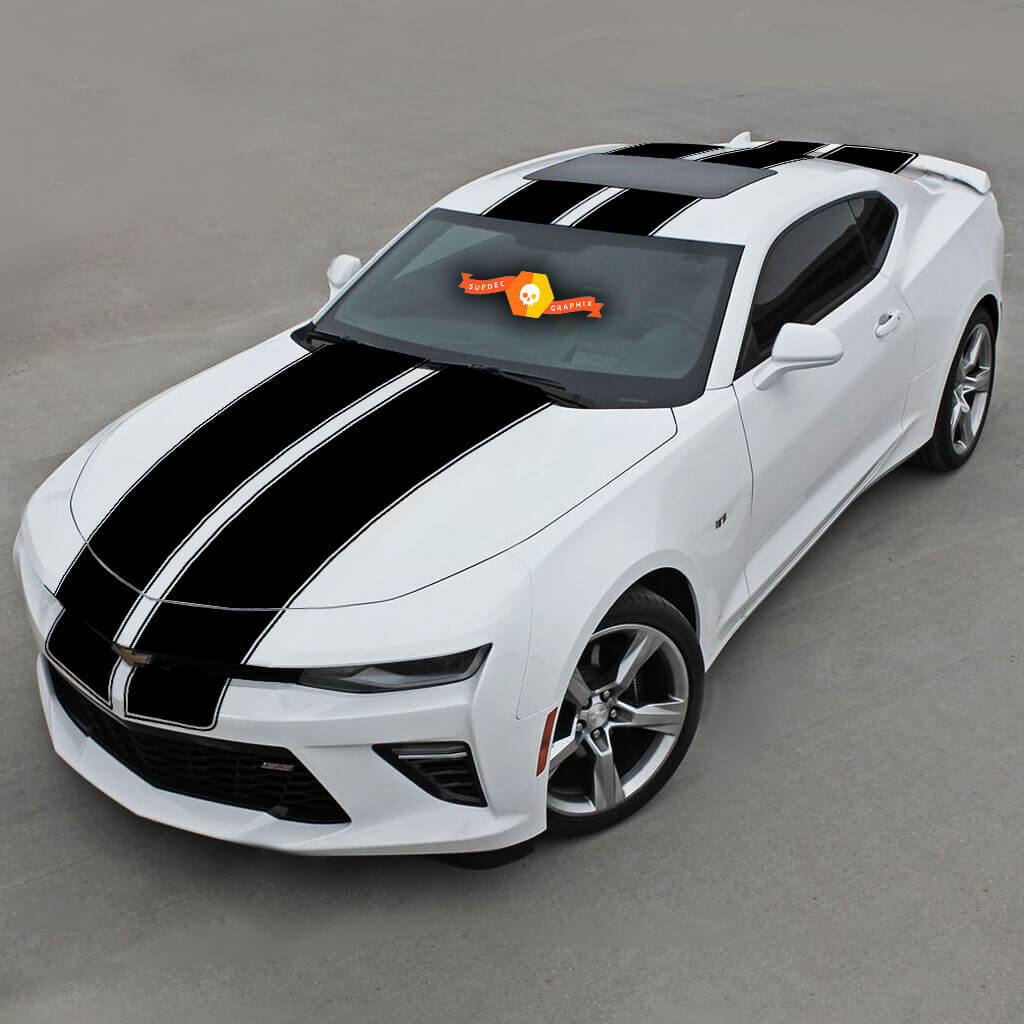 Las mejores rayas dobles con calcomanías de calcomanías de rayas para Chevrolet Camaro 2016- 2018
