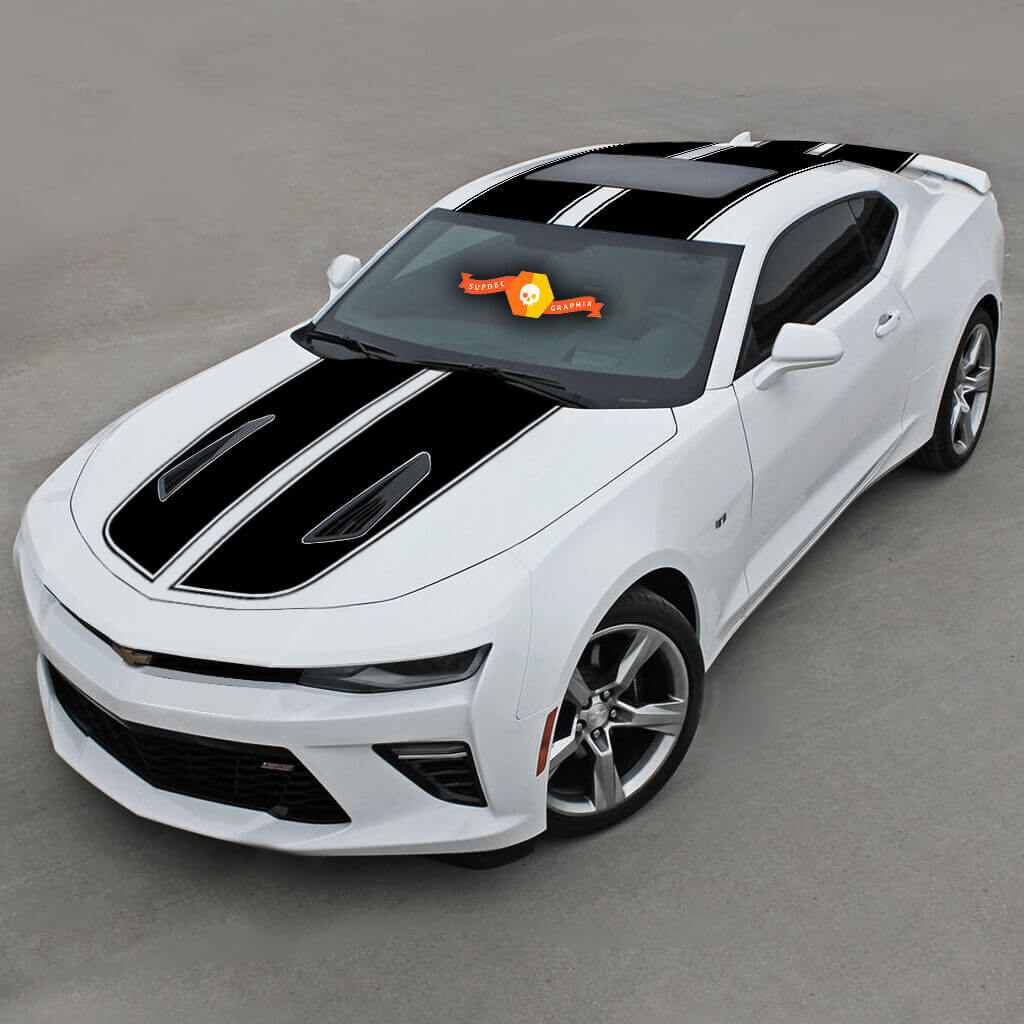 Chevrolet Camaro 2016- 2018 -ss- Rayas de vinilo doble superior con rayas finas