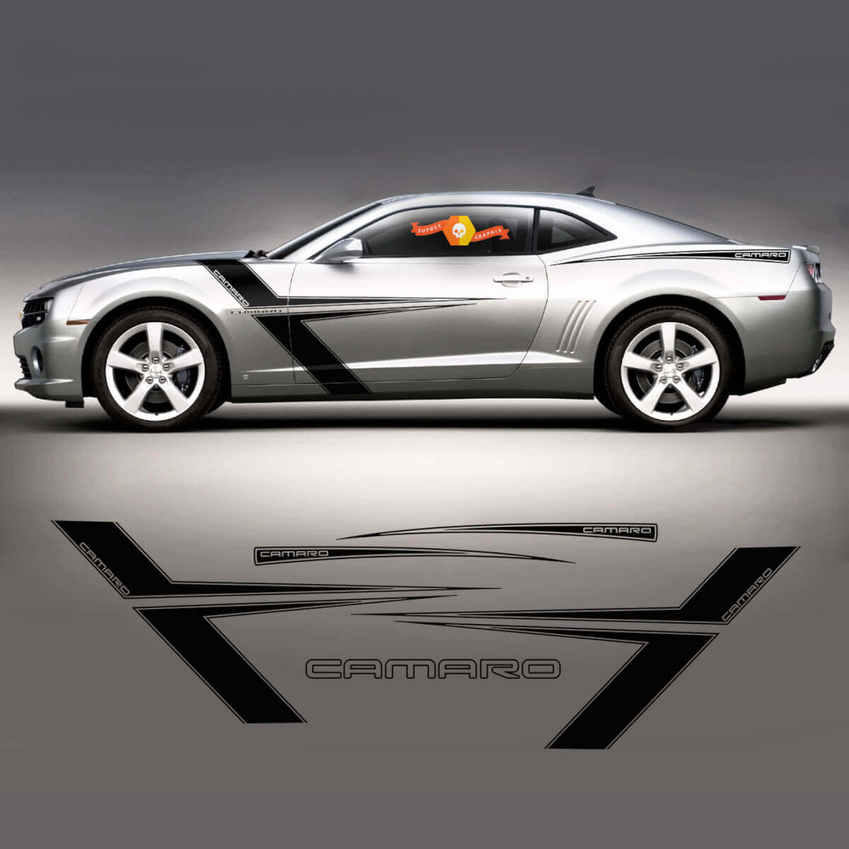 Chevrolet Camaro 2010 - 2024 T - Juego de pegatinas con gráficos laterales a rayas
