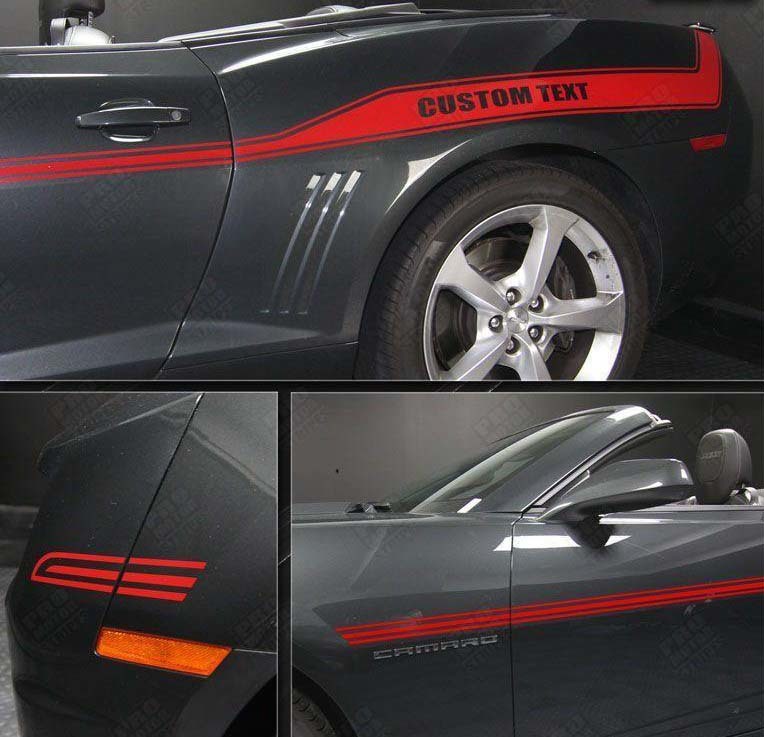 Racing Sport Custom Text Stripe Pair — Adhesivo de vinilo (lateral) para Chevrolet Camaro 2010-2015