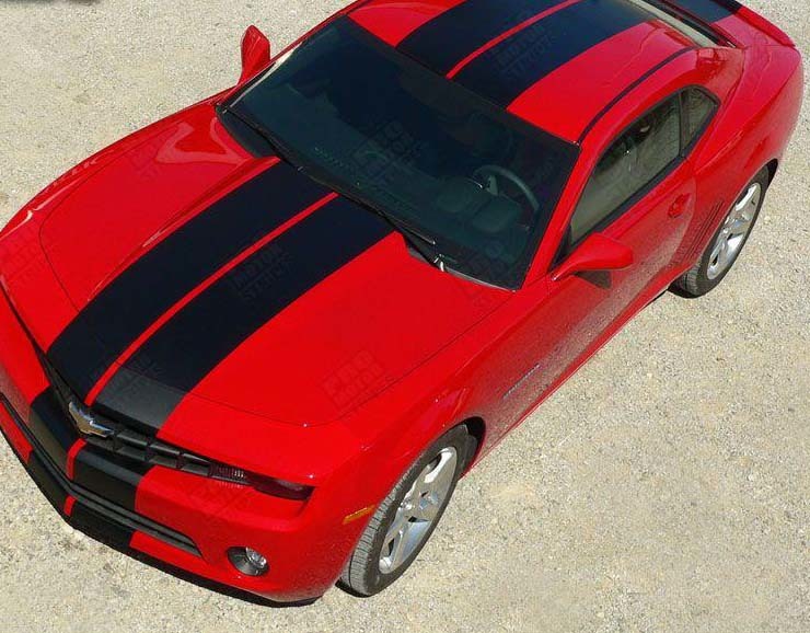 Pace Style Full Length Twin Stripe Kit — Adhesivo de vinilo (capó, techo, maletero, parachoques trasero, parachoques delantero) para Chevrolet Camaro 2010-2015