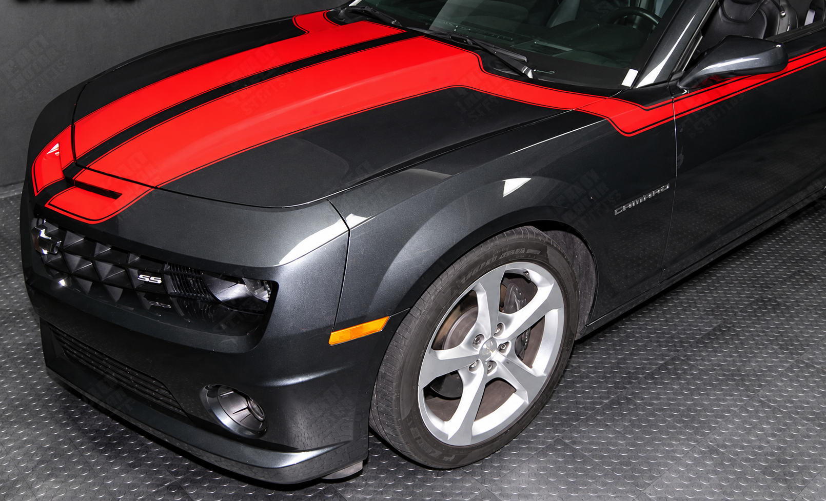Rally Sport Hood To Side Stripe Kit — Adhesivo de vinilo (capó, lateral) para Chevrolet Camaro 2010-2015