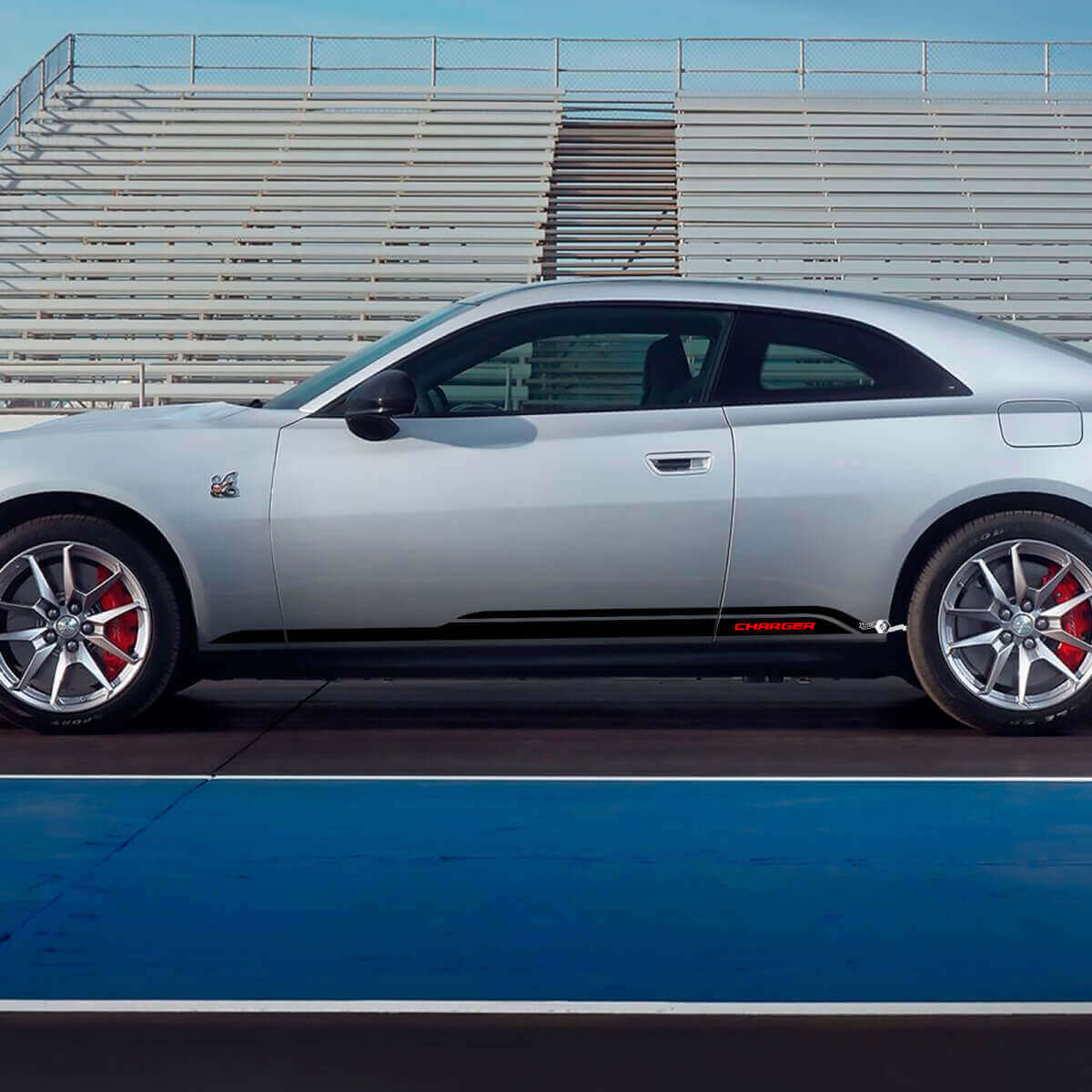 Pegatinas de franjas laterales para panel de estribo 2 para Dodge Charger Eléctrico