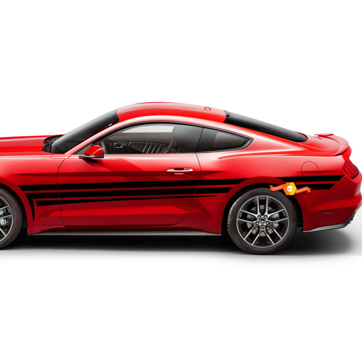Ford Mustang 2005-2024 Puertas laterales Triple Rayas Calcomanías decorativas Pegatinas
