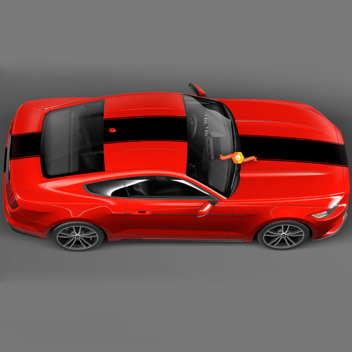 Pegatinas de calcomanías de una raya con contorno sobre la parte superior del Ford Mustang 2005 - 2024
