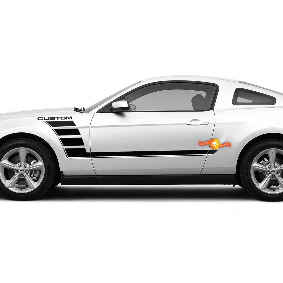 Calcomanías de pegatinas de guardabarros de rayas estroboscópicas laterales personalizadas para Ford Mustang 2005-2024
