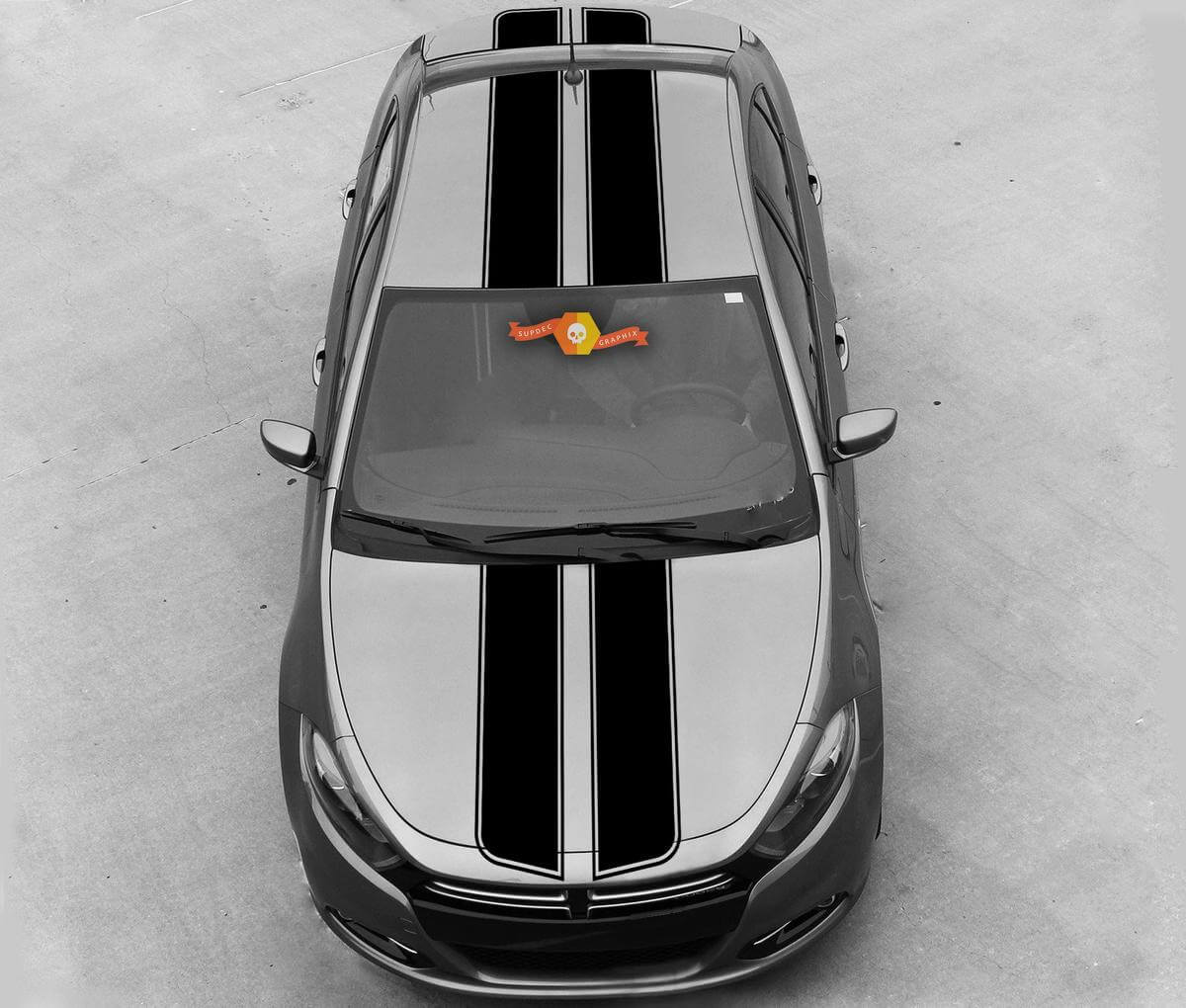 Kit de pegatinas de vinilo con doble contorno de rayas para la parte superior para Dodge Dart 2013-20