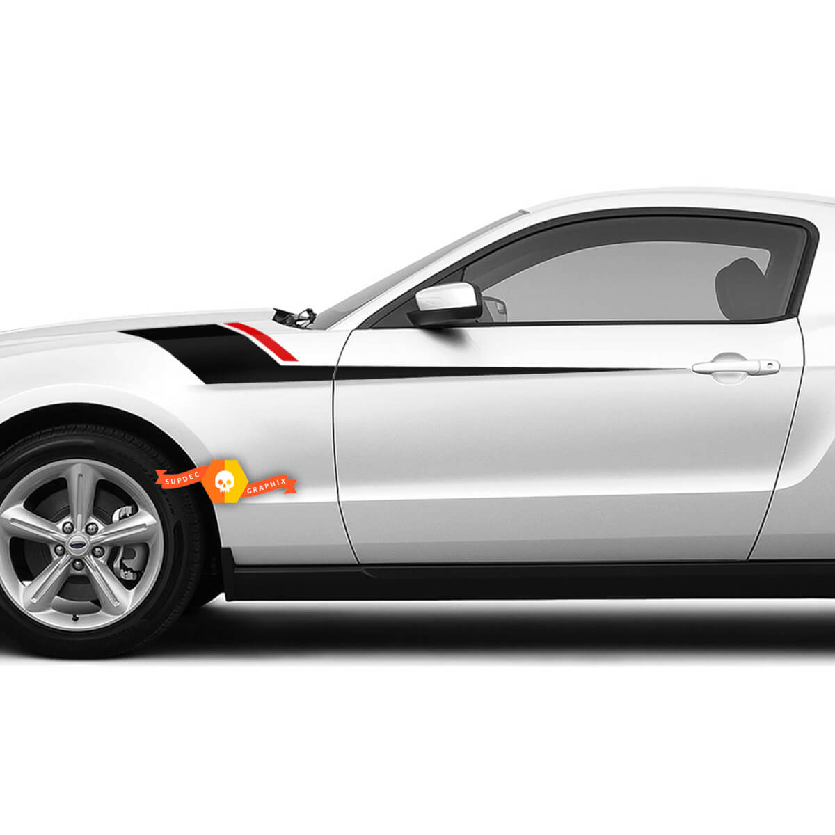 Pegatinas de rayas laterales de guardabarros con rayas rojas para Ford Mustang 2005 - 2024
