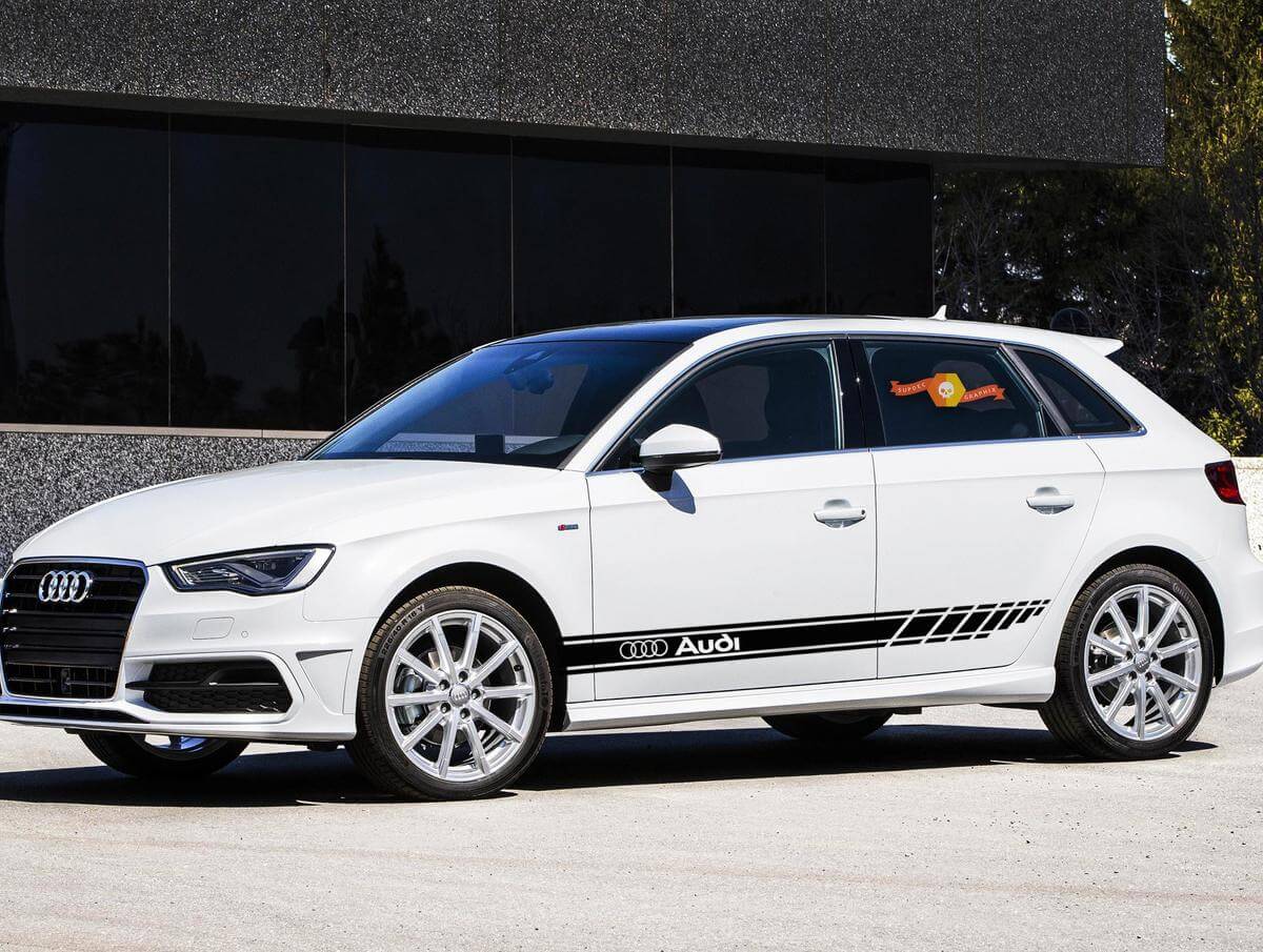 Kit de calcomanías de vinilo con franjas laterales estilo racing para Audi A5