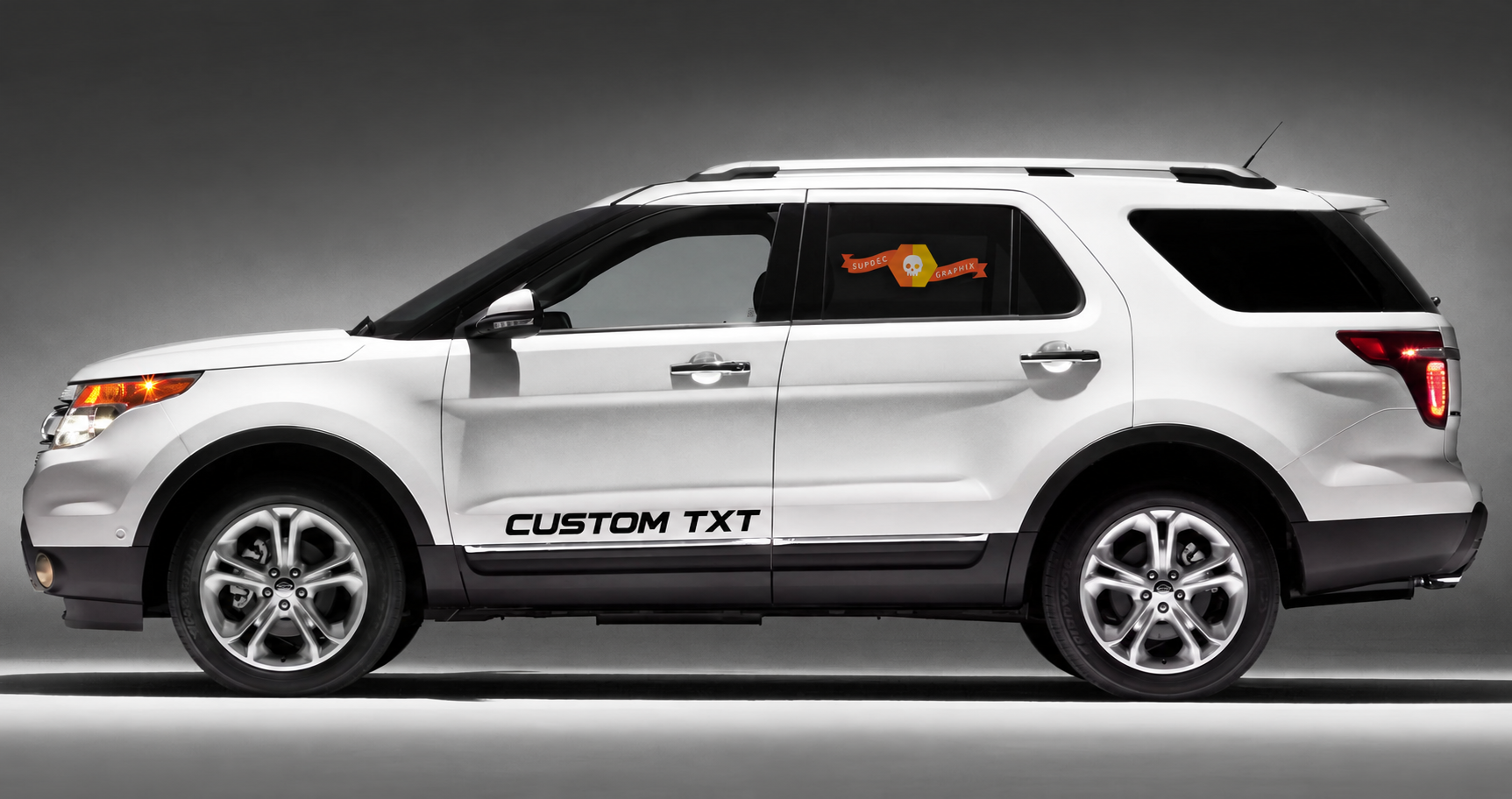 Juego de letras CUSTOM TXT Calcomanía de vinilo para paneles laterales Rocker para Ford Explorer 2010-2018
