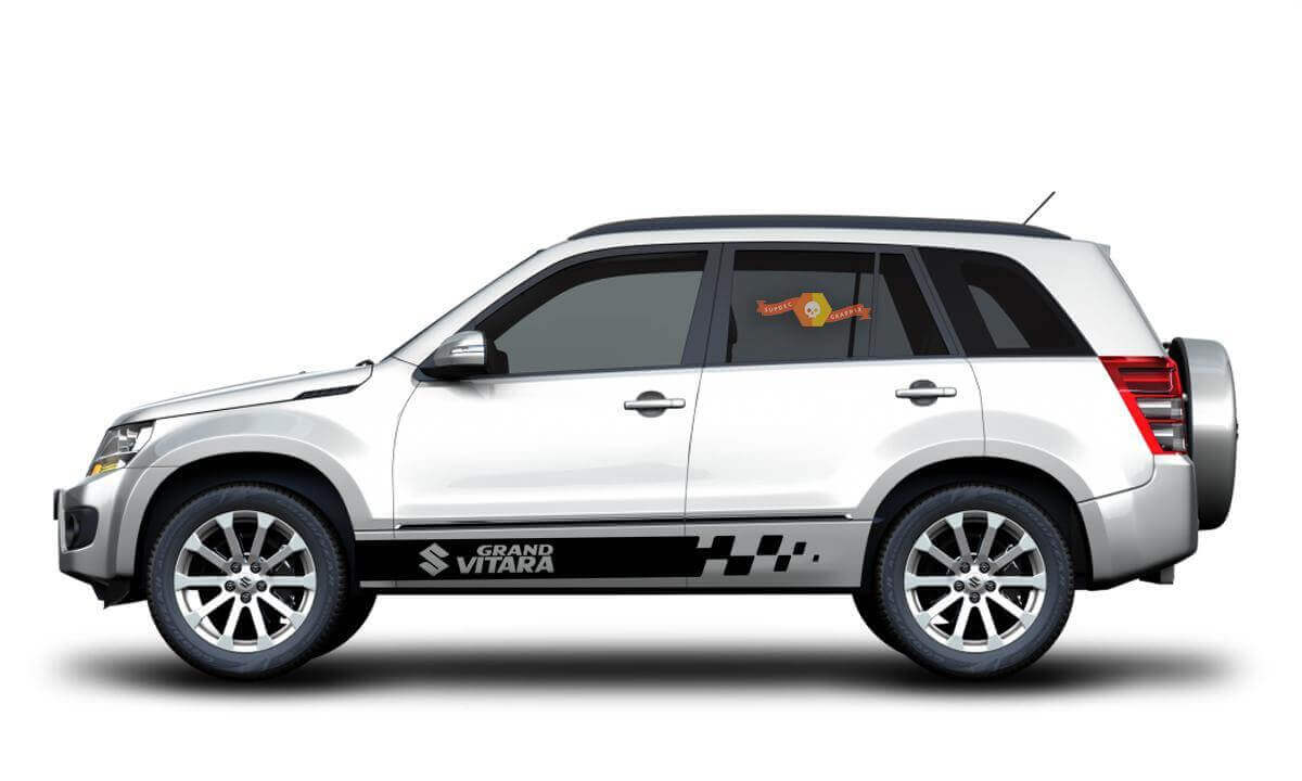 Kit de Vinilos de Rayas Laterales a Cuadros de Marca para Suzuki Grand Vitara