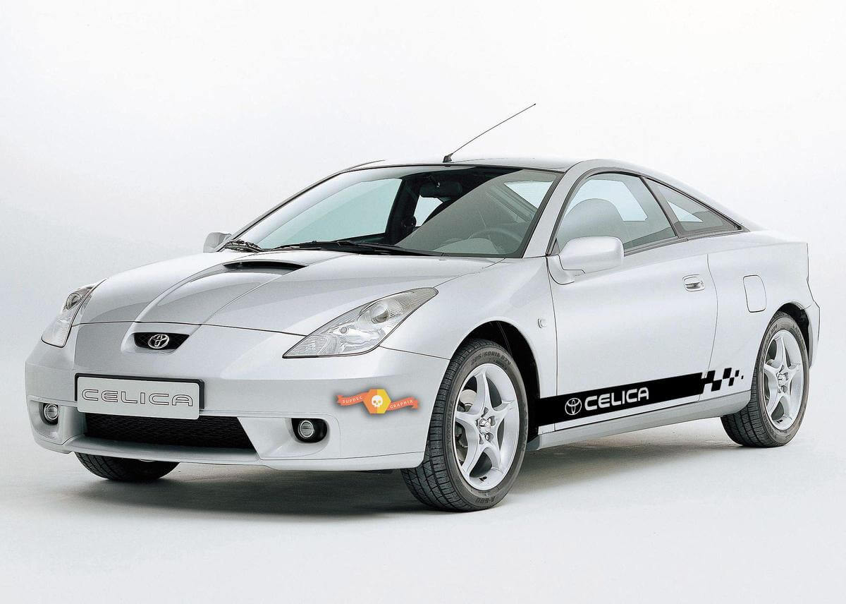 TOYOTA CELICA 2x rayas laterales calcomanías para carrocería calcomanías gráficas vinilo calidad premium #2
