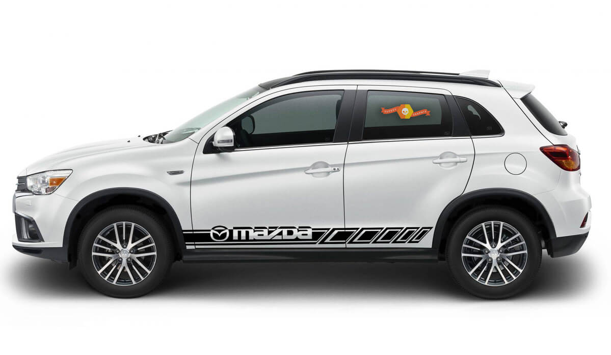 Kit de adhesivos de vinilo con franjas laterales y logo Mazda para Mazda CX-3/7