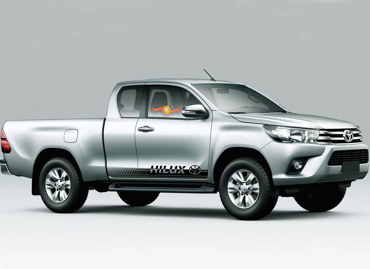 2 x TOYOTA HILUX franjas laterales calcomanías de vinilo para el cuerpo gráficos de primera calidad
