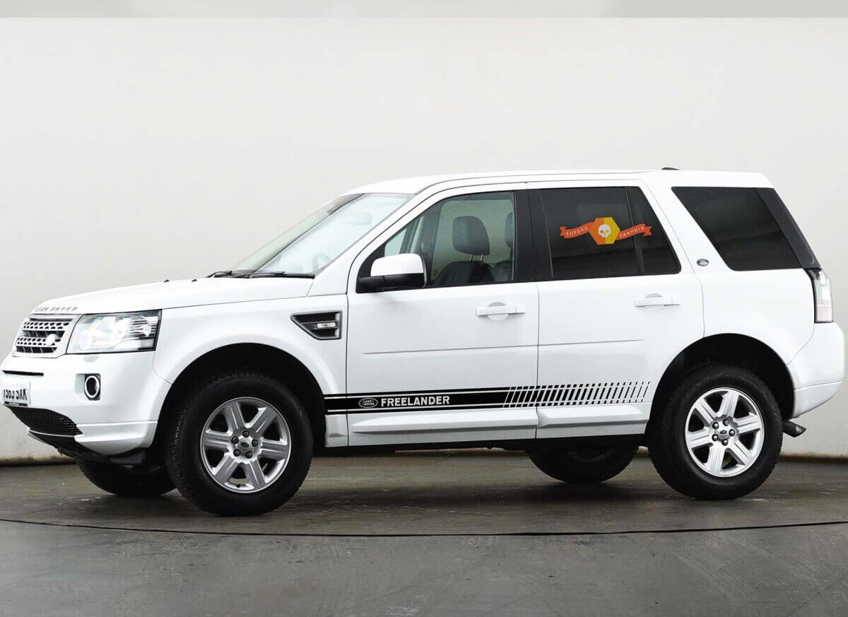 Kit de calcomanías laterales de vinilo con franjas estroboscópicas y logotipo para Land Rover Freelander