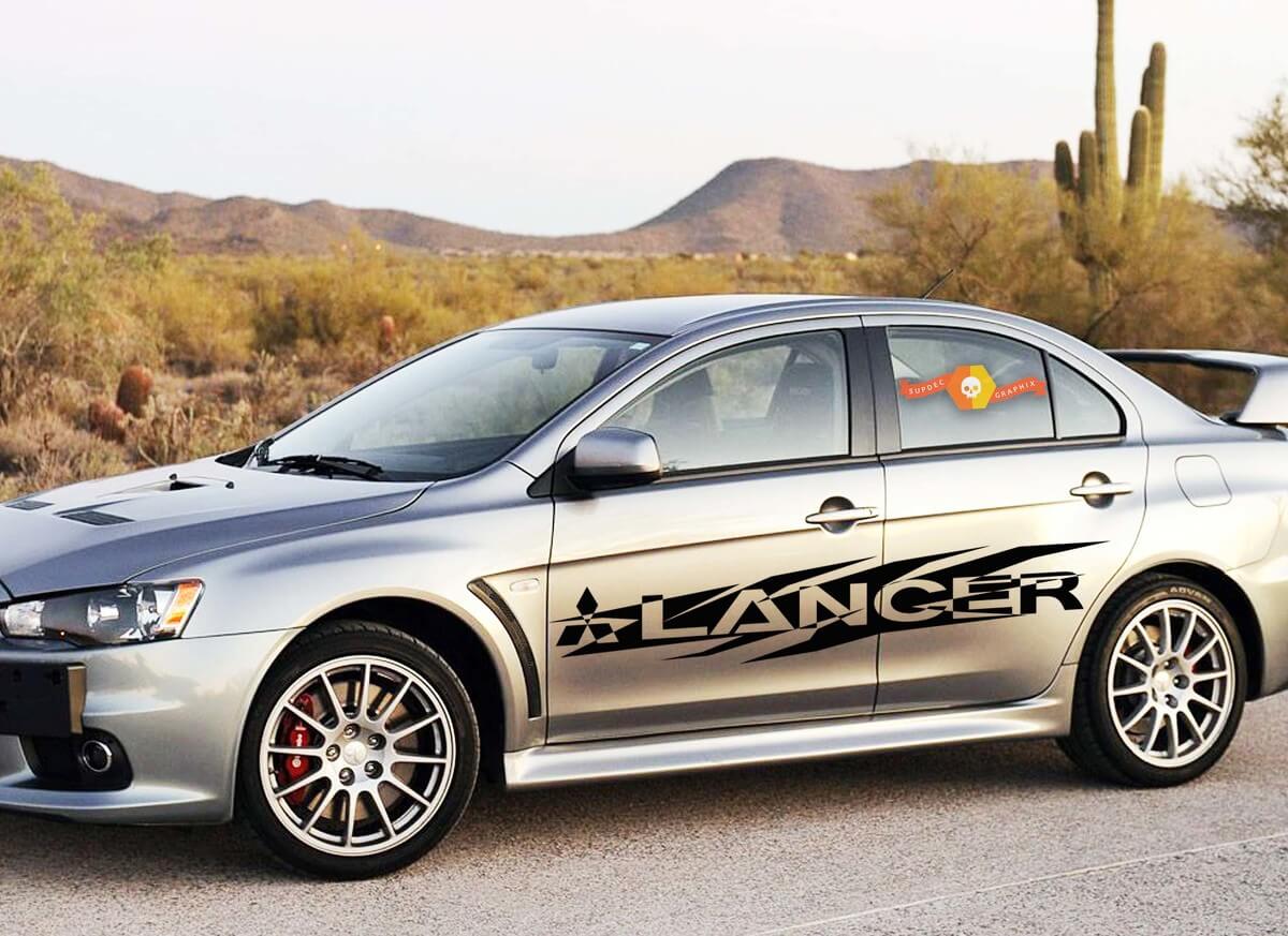 MITSUBISHI LANCER 2x rayas laterales calcomanías de vinilo para el cuerpo pegatina gráficos emblema logo
