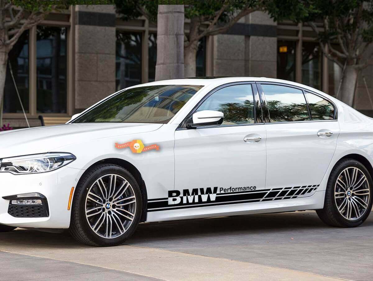 Juego de calcomanías de vinilo con franjas laterales estilo BMW Performance para BMW