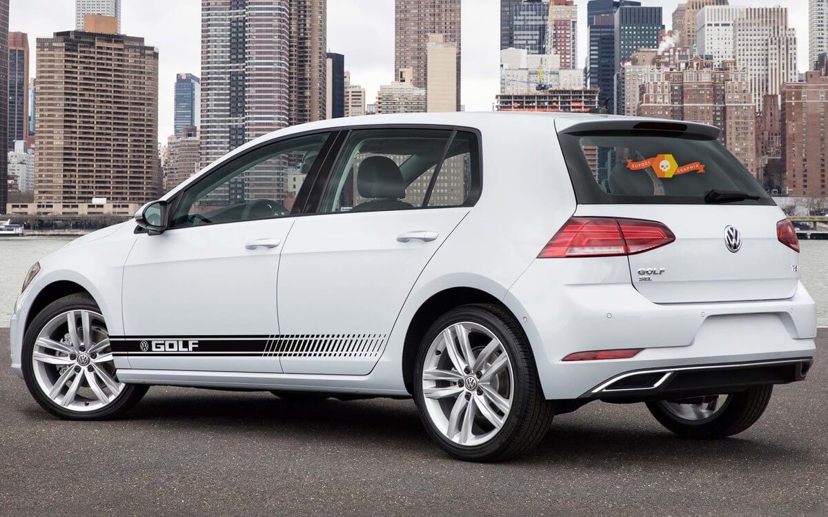 Kit de Vinilos de Franjas Laterales de Marca para Volkswagen Golf GTI