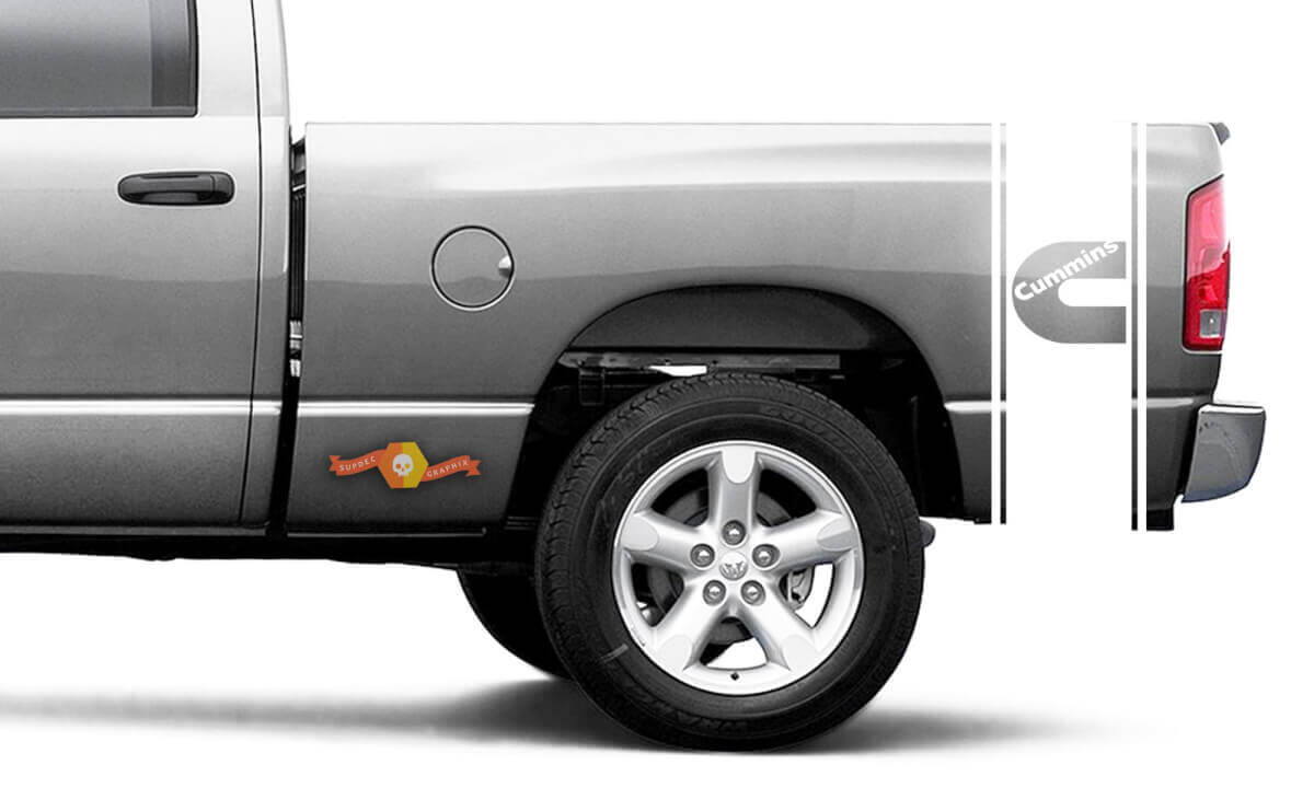 Kit de vinilos adhesivos de franjas laterales para cama Cummins Turbo Diesel para Dodge Ram