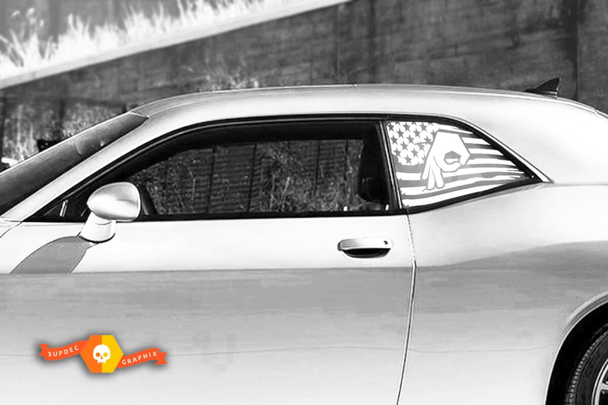 2 Dodge Challenger Ventana Custom US bandera Vinilo Parabrisas Calcomanía Gráfico Pegatinas
