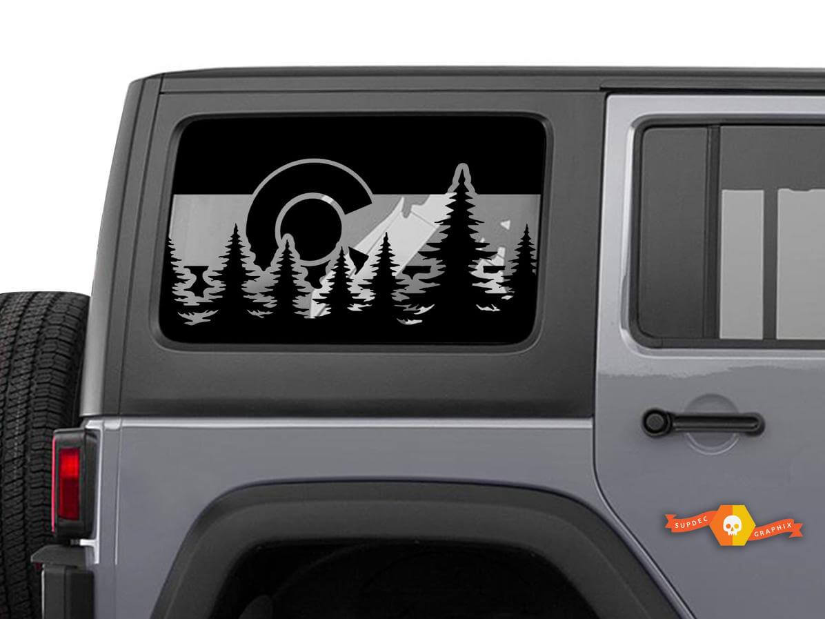 Calcomanía de vinilo para ventana lateral con bandera de Colorado para Jeep Wrangler
