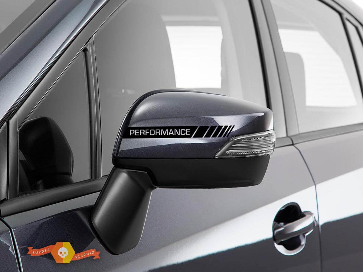 Paquete de 2 calcomanías de rayas negras para espejo retrovisor lateral de rendimiento, calcomanías de vinilo para carreras
