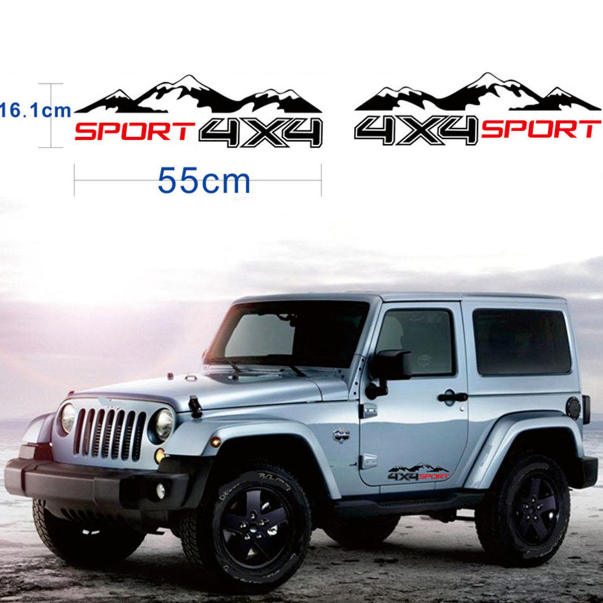 Vinilo gráfico 4X4 Mountain Car Decal Sticker para camión SUV JEEP Pickup 2pcs
